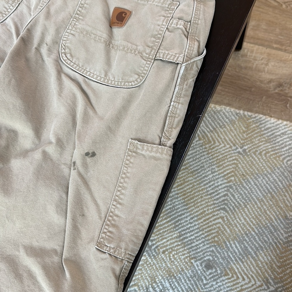 Carhartt distressed stained canvas carpenter work pants - Picture 10 of 11